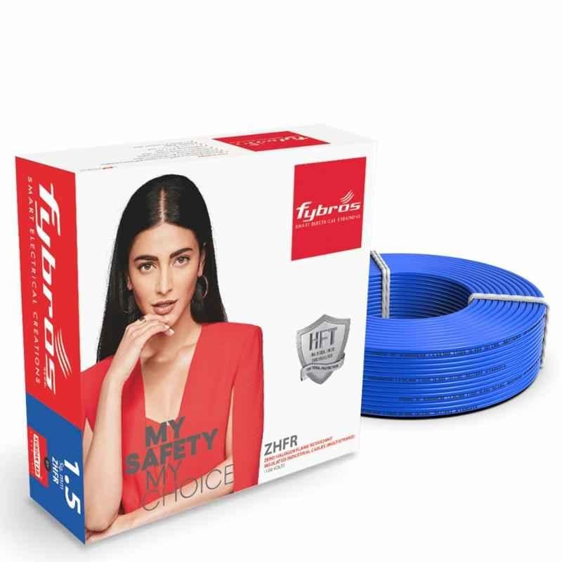 Fybros 1.5 Sqmm 90m Blue Single Core ZHFR Industrial Cable, FWC1048