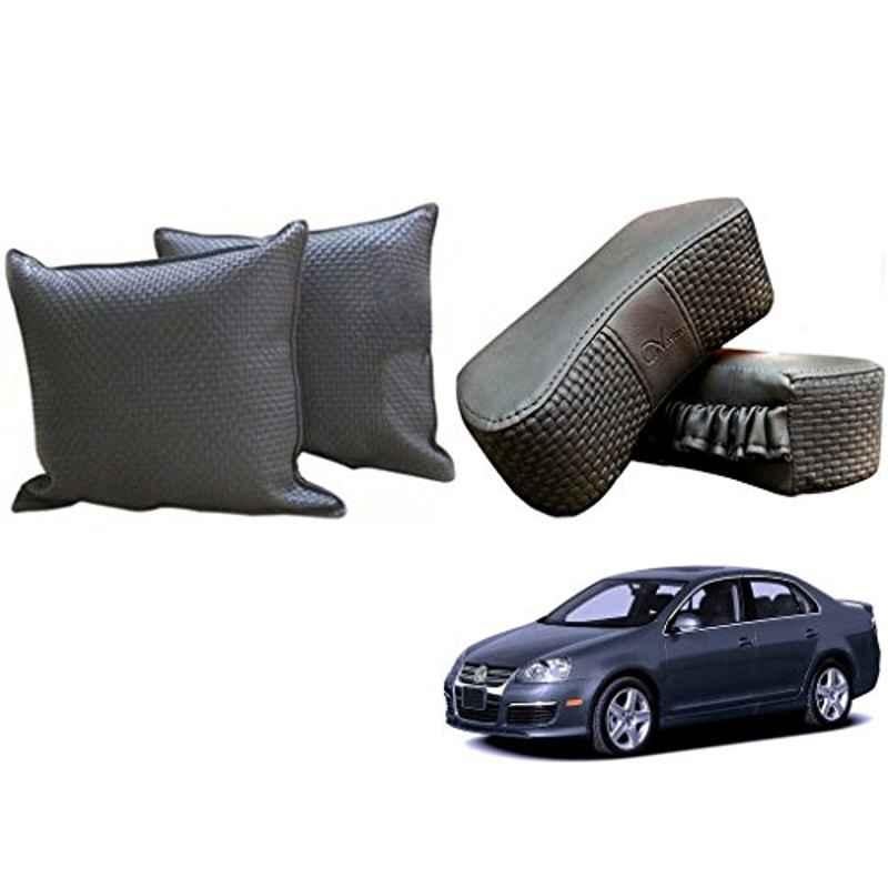 Kozdiko One Pair Grey Neck Rest & One Pair Cushion Combo for Volkswagen Jetta