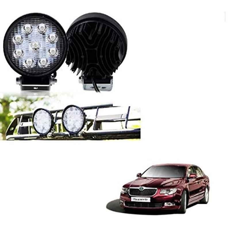 Kozdiko 2 Pcs 27W 4 inch 9 LED Waterproof Round White Fog Light Set with Mounting Brackets for Skoda Superb, kozd_20061