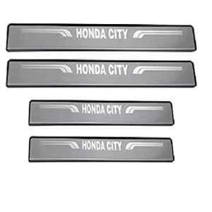 SureStrive 4 Pcs Stainless Steel Silver Footstep Sill Plate Set without LED for Honda City Type-3 All Model