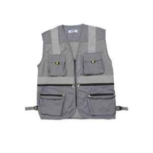 Club Twenty One Workwear Small Grey Polyester Vest Safety Jacket with Certified Reflective Extra Tape