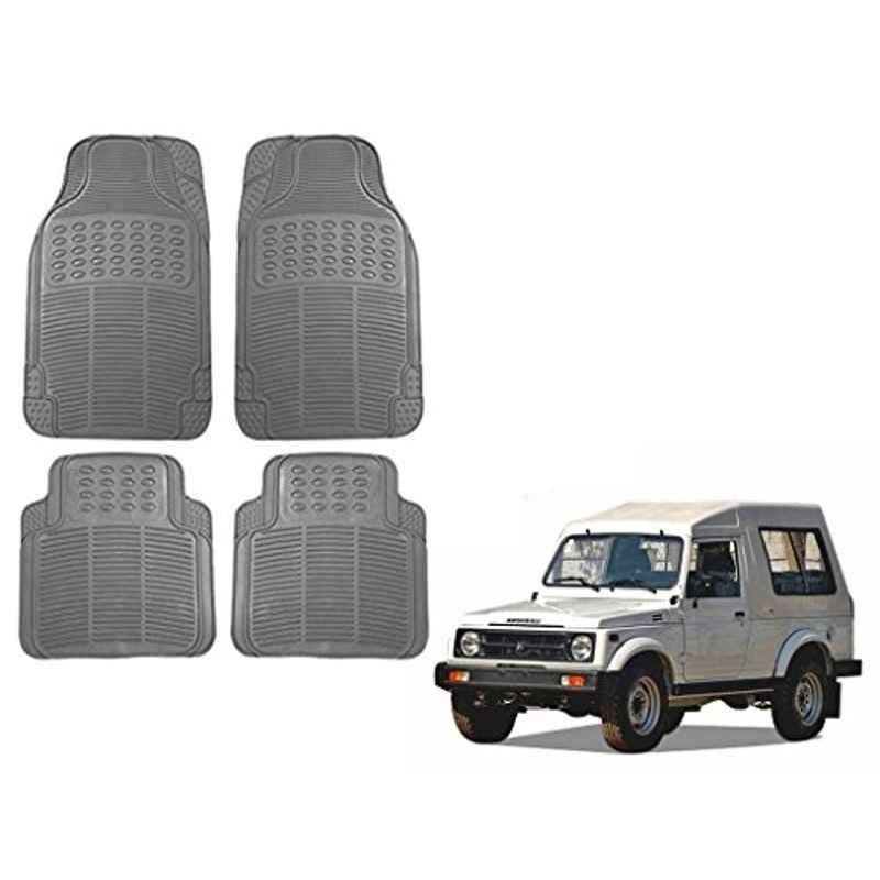 Kozdiko 4 Pcs Grey Rubber Car Mat Set for Maruti Suzuki Gypsy