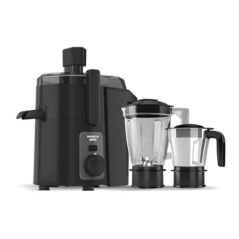 Havells Hexo 950W 22000rpm ABS Black & Silver Juicer Mixer Grinder with 2 Jars