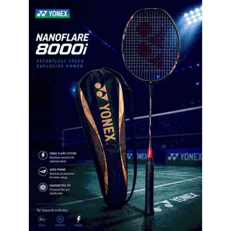 Yonex Nanoflare 8000i 85g Black & Red Strung Badminton Racquet