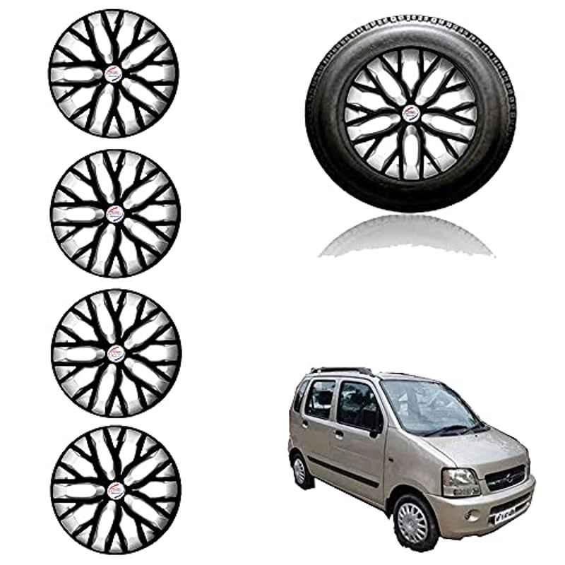 Auto Pearl 13 inch ABS Black & Silver Press Type Car Hub Cap Wheel Cover for Wagon R 2003