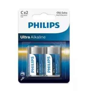 Philips LR14E2B/97 1.5V Ultra Alkaline C Cell Battery, (Pack of 2)