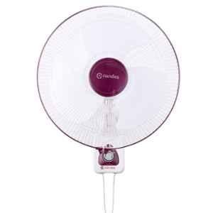 Candes 80W 400mm ABS White & Cherry 3 Blade Automatic Oscillation Wall Fan, 16WFWC03