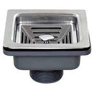 Happy Homes 10x10x10cm Stainless Steel Square Drainer for Waste Coupling & Kitchen Sink, HH-22