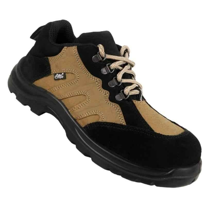 Allen Cooper AC1561 Leather Non-Metallic Toe Black Work Safety Shoes, Size: 8