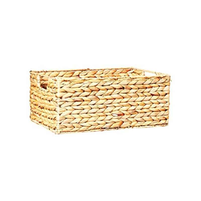 Homesmiths 40x26x18cm Natural Water Hyacinth Bin with Handle, 706592, Size: Medium