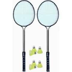 STYRKR 2PC Alloy Steel Black Badminton set with 6 nylon Shuttlecocks