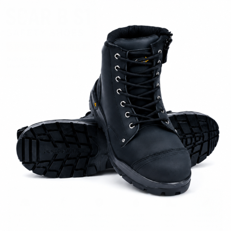Mallcom Scar B S1 Nubuck Leather Steel Toe Black Ankle Safety Shoes, Size: 10