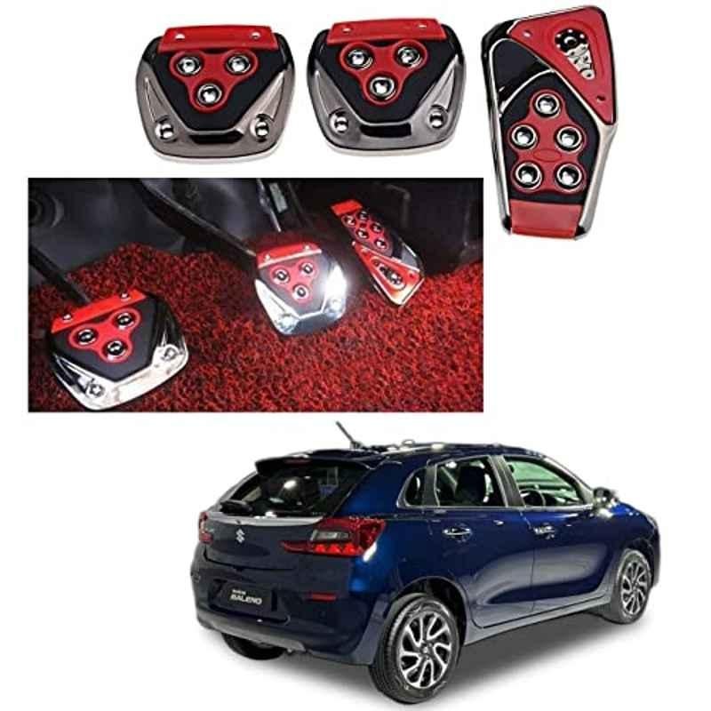 Kozdiko 3 Pcs Red Non-Slip Manual Car Pedals Cover Set for Maruti Suzuki Baleno New 2022