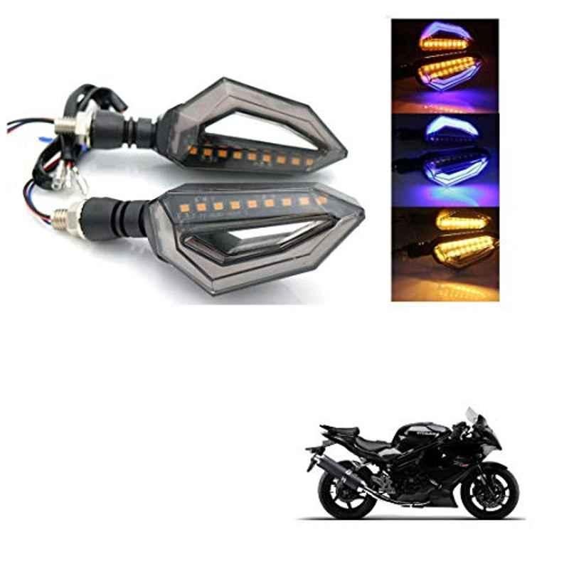 Kozdiko 4 Pcs Bike D Shaped 9 LED Front & Rear Side Turn Signal Indicator Light Set for Hyosung GT650R6