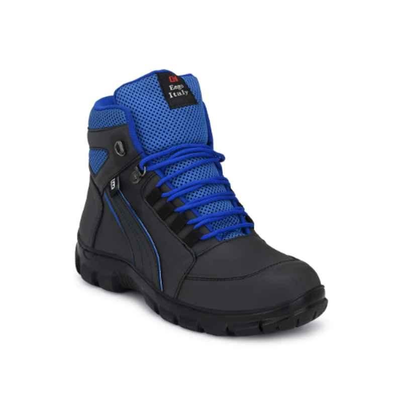 Eego Italy Leather Steel Toe Blue Work Safety Boots, Size: 9, WW-66DS