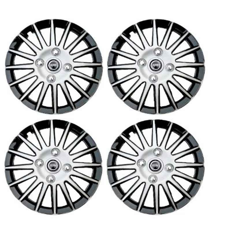 Hotwheelz 4 Pcs 14 inch Black & Silver Wheel Cover Set for All Cars, HWWC_CAMRY_DC14