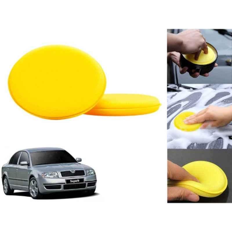 Auto Pearl Polyurethane Beige Washing & Waxing Polish Foam Sponge for Superb 2004 (Pack of 2)