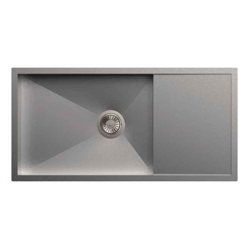 Carysil Quadro Single Bowl Stainless Steel Matt Finish Kitchen Sink with Drainer, Size: 36x18x9 inch