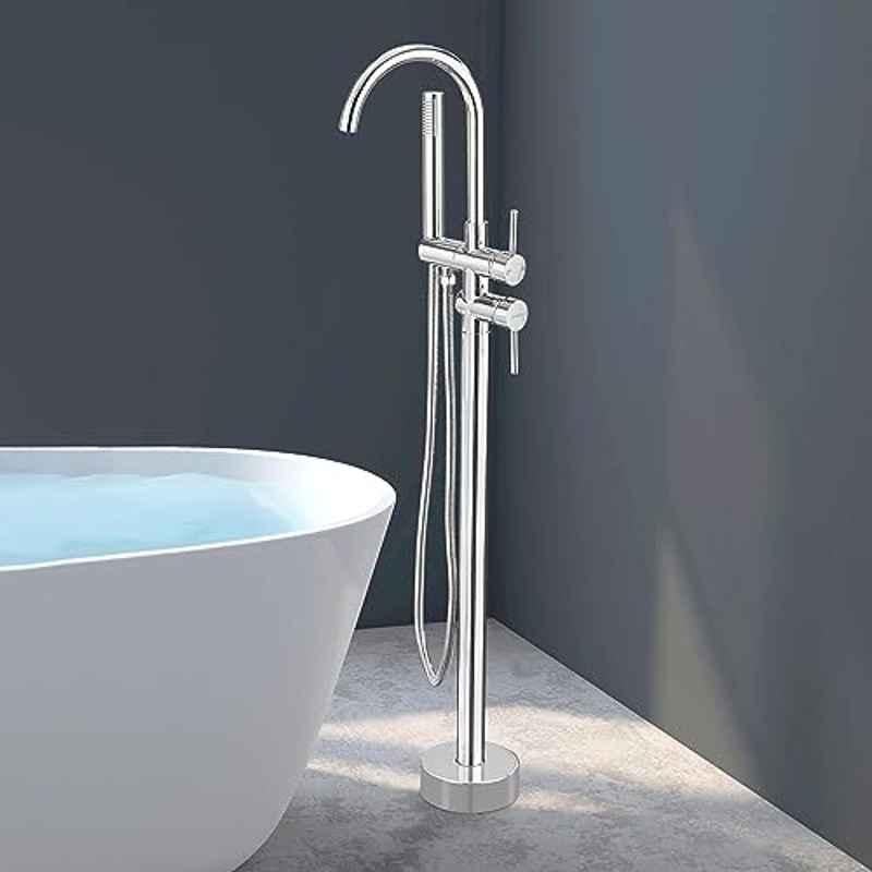 Plantex Pure Brass Black Bath Tub Faucet/Free Standing Faucet/Single Lever Basin Faucet with Handle Held Shower/Bath Tub Filler Faucet- APS-8981-BRASS-BLCK-FAUCET-WTH-HND-SHOWR