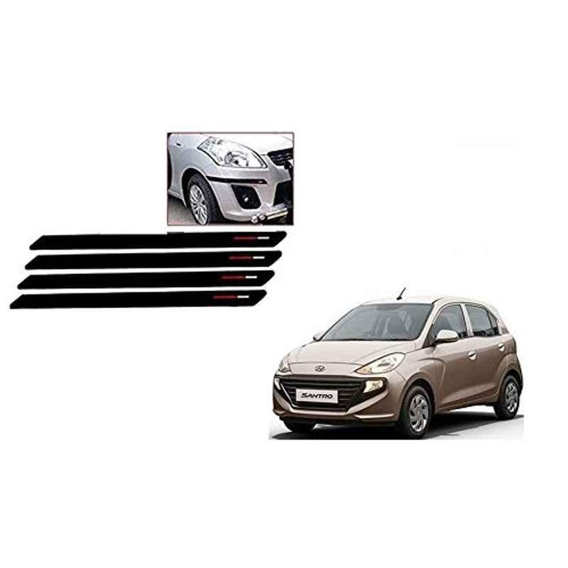 Kozdiko 4 Pcs Black & Red Bumper Protector Set for Hyundai Santro 2018