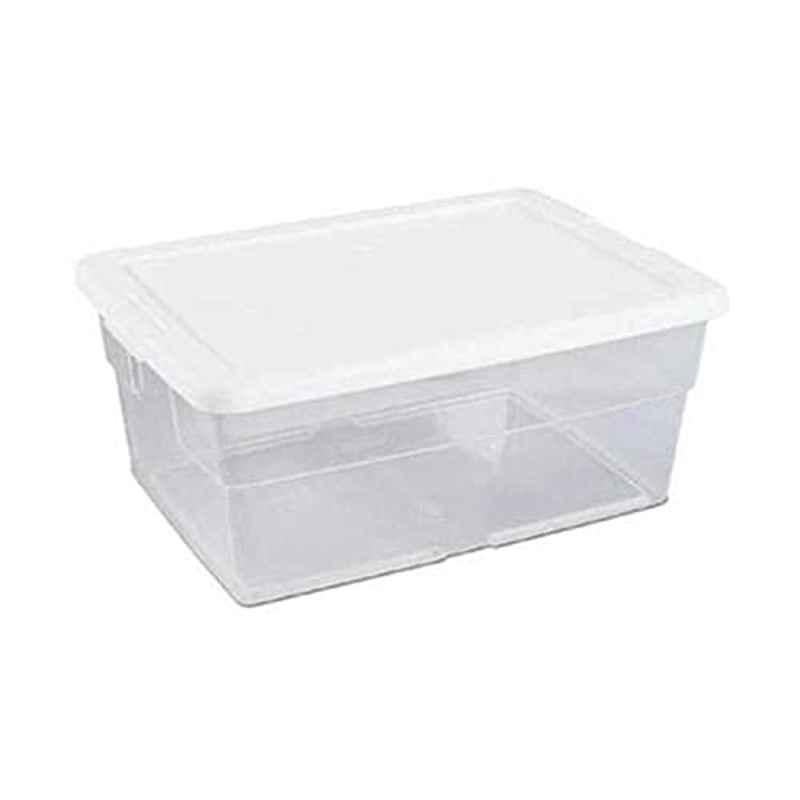 Sterilite 16 Quarts Plastic White & Clear Storage Box with Lid, 16448012