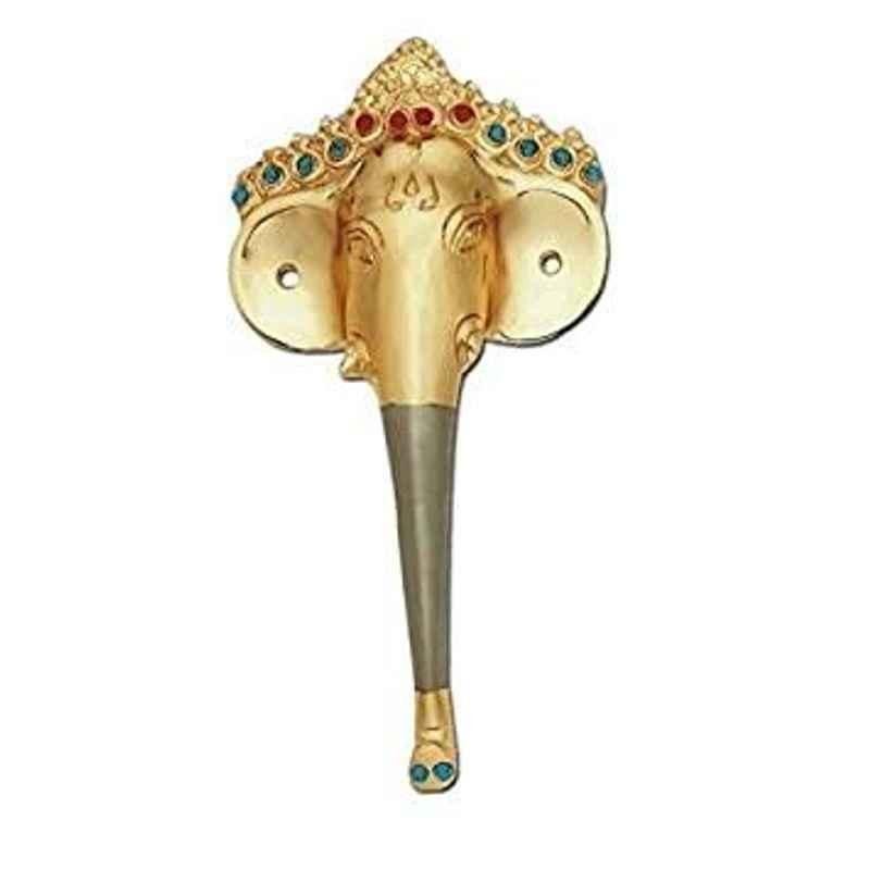 Smart Shophar 10 inch Brass Gold Silver Royal Ganesha Pull Handle, SHA10PH-ROYL-GS10-P1