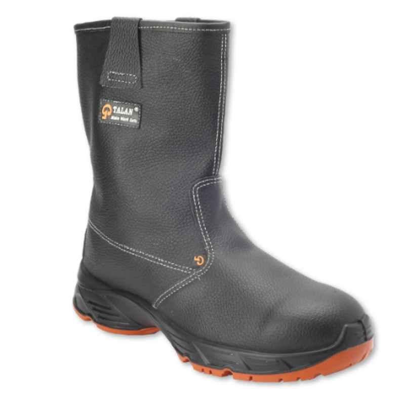 Talan Rigger Leather Steel Toe Dual Density Black Safety Boots, Size: 39