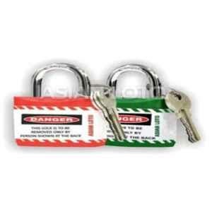 Asian Loto 2 Pcs Metal & Plastic Red & Green Regular Shackle Jacket Padlock Set with 3 Keys, ALC-LPR