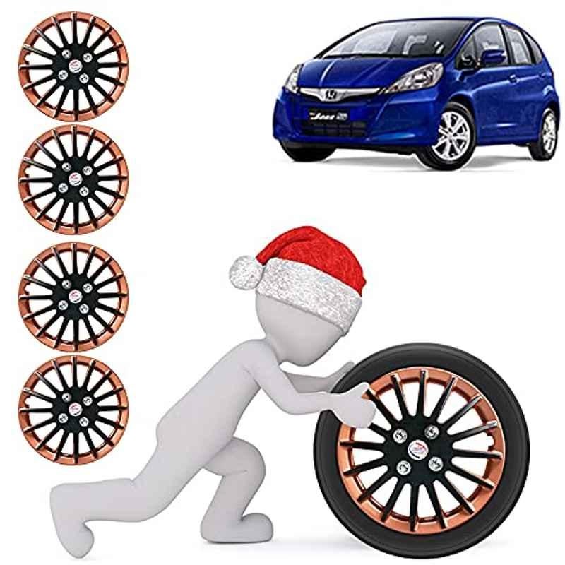 Auto Pearl 4 Pcs 14 inch ABS Copper & Black Press Fitting Wheel Cover Set for Honda Jazz 2015