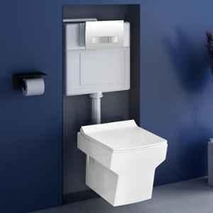Plantex Ceramic White P Trap Western Commode with Conceal Flush Tank & Soft Closing Toilet Seat, APS-11002-4503