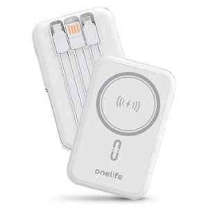 Onelife Power-15 10000mAh 22.5W White Magnetic Magsafe Wireless & USB Type-C Wired Output Li-Polymer Power Bank