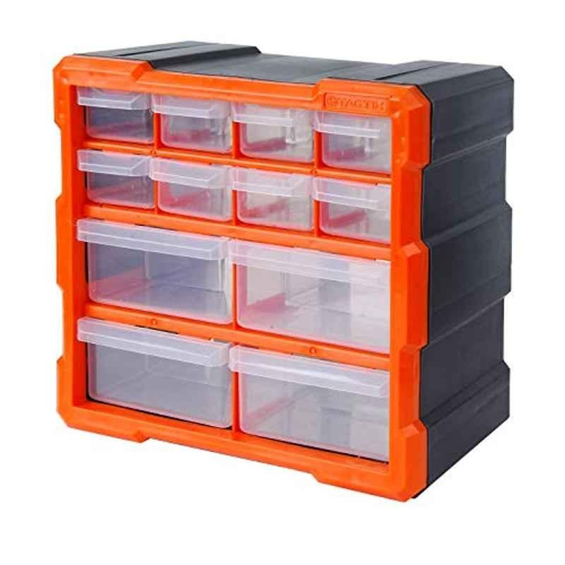 Tactix Black & Orange 12 Drawer Cabinet, 320630