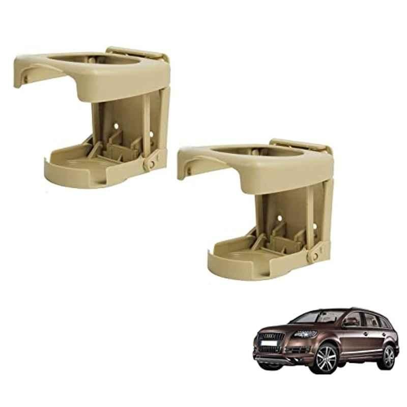 Kozdiko Plastic Beige Foldable Car Drink Holder for Audi Q7 (Pack of 2)