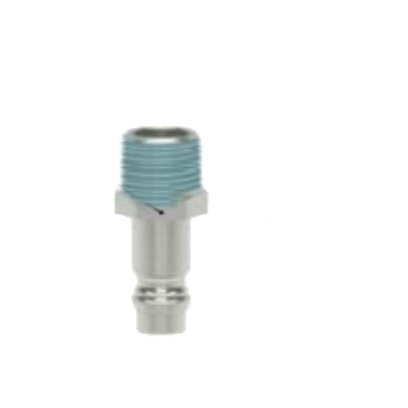 Ludecke ESI2A12NA R1/2 Single Shut Off Plug with Tapered Male Thread Long Version Breathing Air Coupling