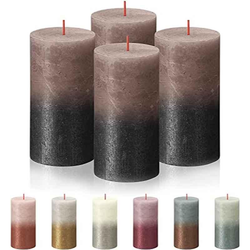 Bolsius Rustic Sunset Wax Creamy Caramel & Anthracite Pillar Candle, 210307, Size: Medium