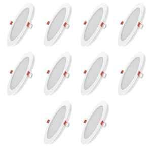 Fybros Faro 18W Polycarbonate Natural White Round LED Panel Light, FLS5064J (Pack of 10)