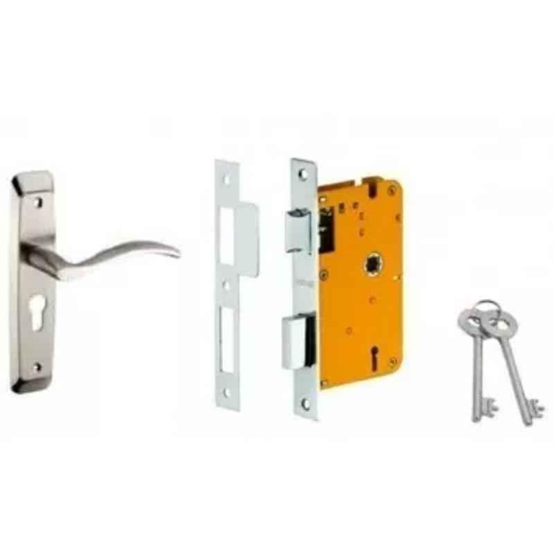 Dorset HL Series Serena 8 inch Stainless Steel Silver Chrome Finish Door Handle Lock Set with KY Mortise Lever Lock (Pack of 4)