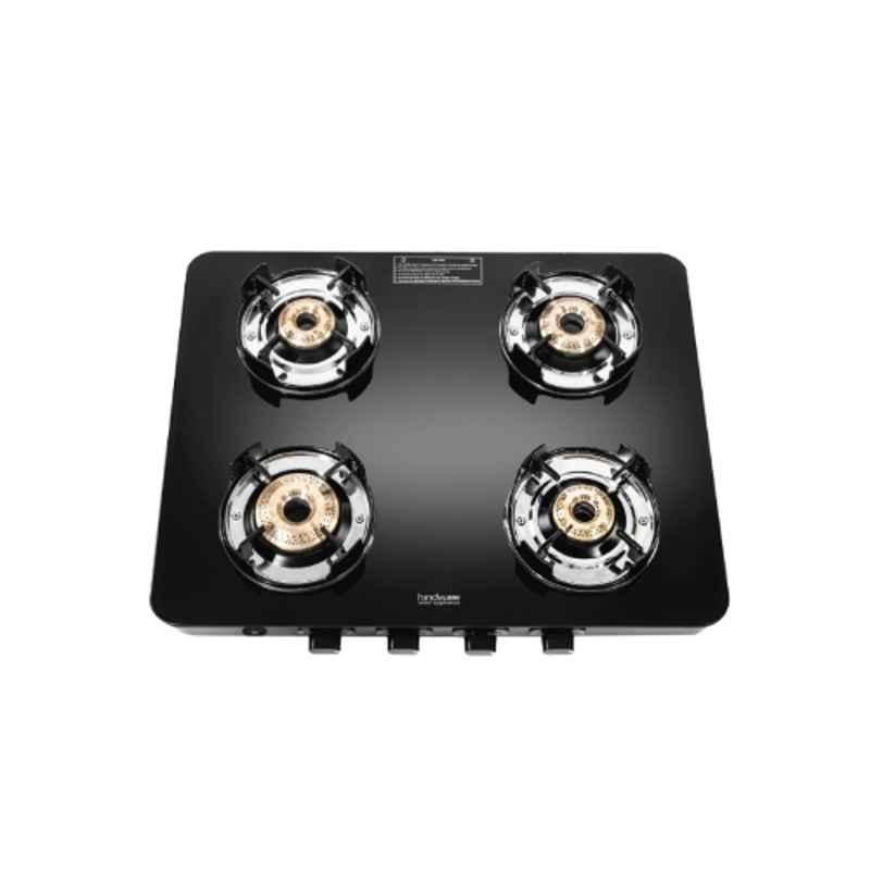 Hindware Alverio Neo 4B AI Glass Top Cooktop with 4 Brass Burner & Automatic Ignition, CT 100253