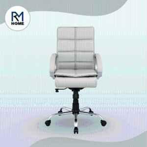 RM HOME Mary PU Leather Medium Back Beige Executive Chair