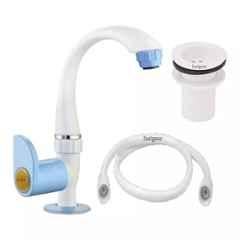 Fastgear Plastic White Chrome Finish Bathroom Faucet Set, FG933