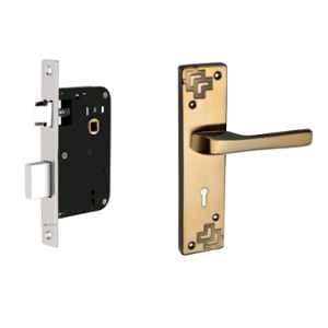 Buckler 8 inch Iron Gold & Black Glossy Mortise Door Handle Set, B-355