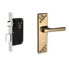 Buckler 8 inch Iron Gold & Black Glossy Mortise Door Handle Set, B-355