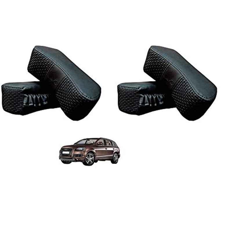 Kozdiko 4 Pcs CV Designer Black Leatherite Neck Rest Car Cushion Pillow Set for Audi Q7