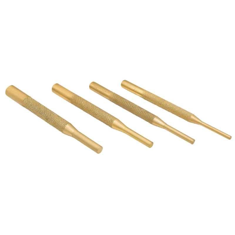 Groz 8 Pcs 4 inch Brass Pin Punches Set, PP/8B/WD/ST