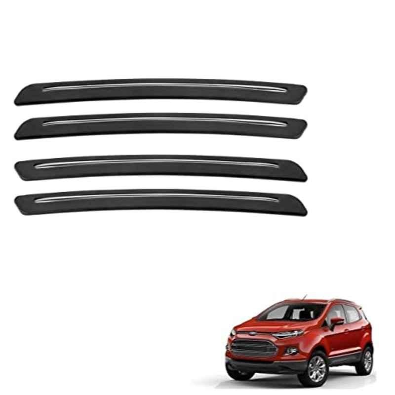 Kozdiko 4 Pcs Rubber Black Car Bumper Protector Set with Chrome Strip for for d Ecosport