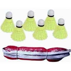 STYRKR Multicolour Pack of 6 pc Nylon Shuttle + 1 badminton Branded Badminton Kit