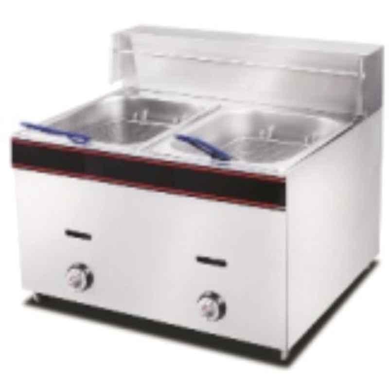 Bresco 37.8tu/hr 6L+6L Gas Fryer with 2 Baskets & 2 Tanks, DFF-6+6G