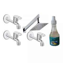 Fastgear 5 Pcs Prime Stainless Steel Silver Chrome Finish Faucet Set with Shower, FG1048