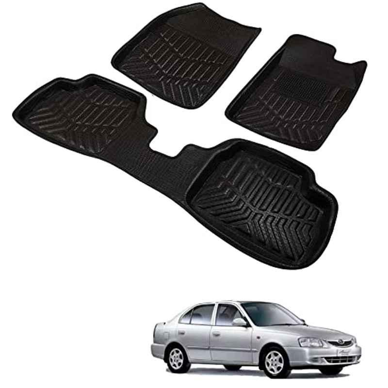 Kozdiko 3D Black Car Foot Mat Set for Hyundai Accent, dshbdhb165