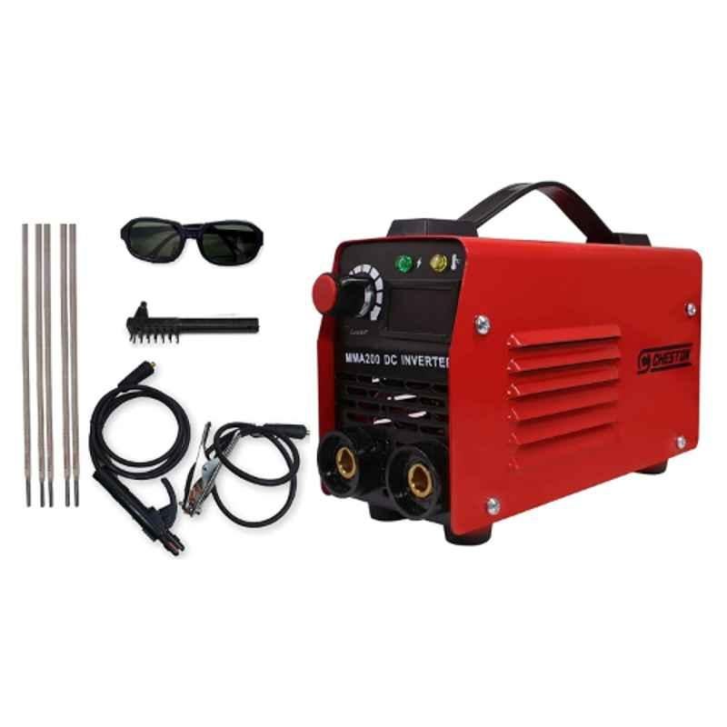 Cheston CH-WM-200A Red & Black IGBT Inverter ARC Welding Machine with All Accessories, Welding Goggles & 5 Pcs Welding Rods